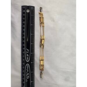 Mixed Costume Jewelry Bracelet Lot of 3 Lava Stone Sea Glass Gold Tone Chain